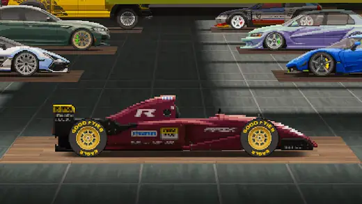 Garage di vetture in stile pixel in APEX Racer