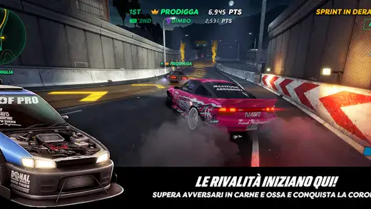 Duello notturno fra due berline in Static Shift Racing
